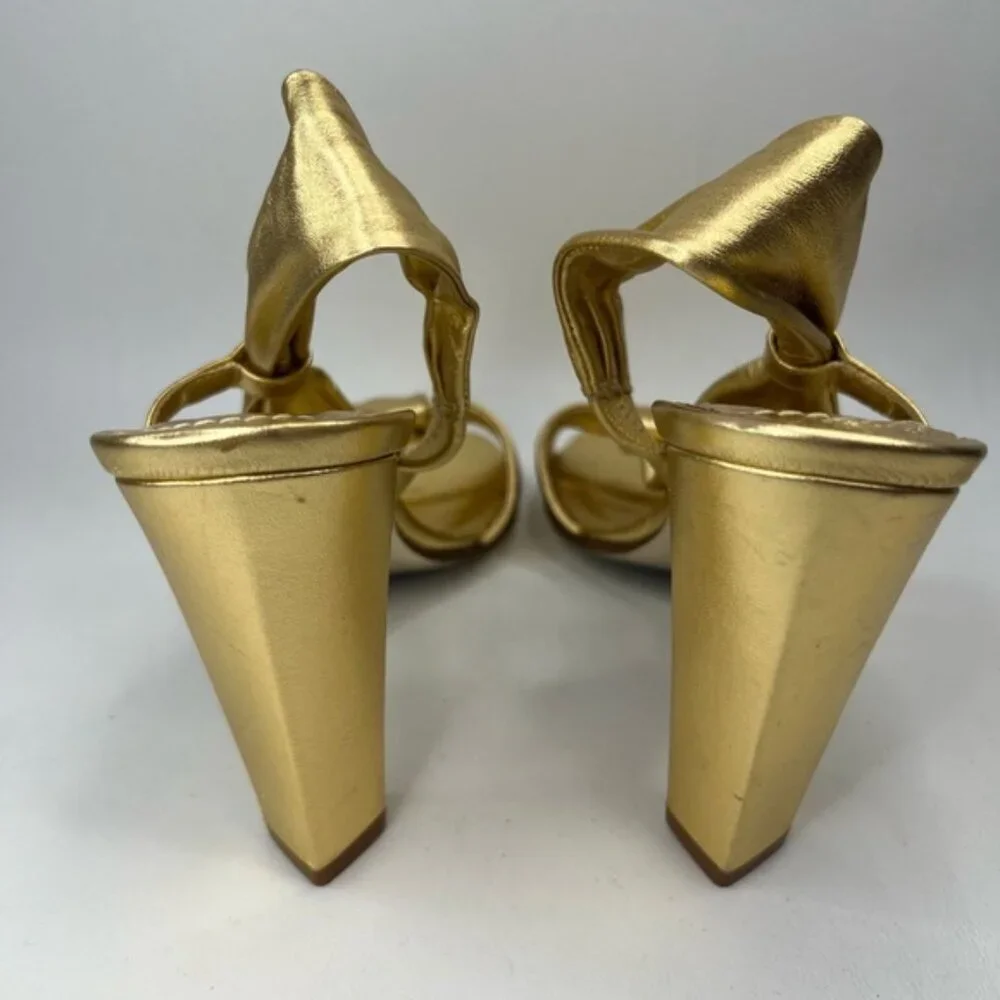 DIANE von FURSTENBERG Made in Italy 🇮🇹 Gold Designer Metallic Heels Size 7M‎